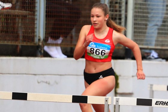 Celina Medinger gewann über 60 Meter (8,42 Sekunden) und mit 9,17 Sekunden über 60 Meter Hürden (Foto René Weiss).
