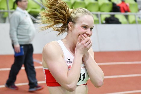 Viktoria Müller derzeit auf Platz 1 in Deutschland über 60m Hürden (Foto: Iris Hensel).