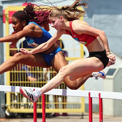 U18 EM Norm für Lina Schmidt mit ihren 13,62 Sekunden im 100-Meter-Hürden-Finale in Koblenz (Foto: René Weiss).